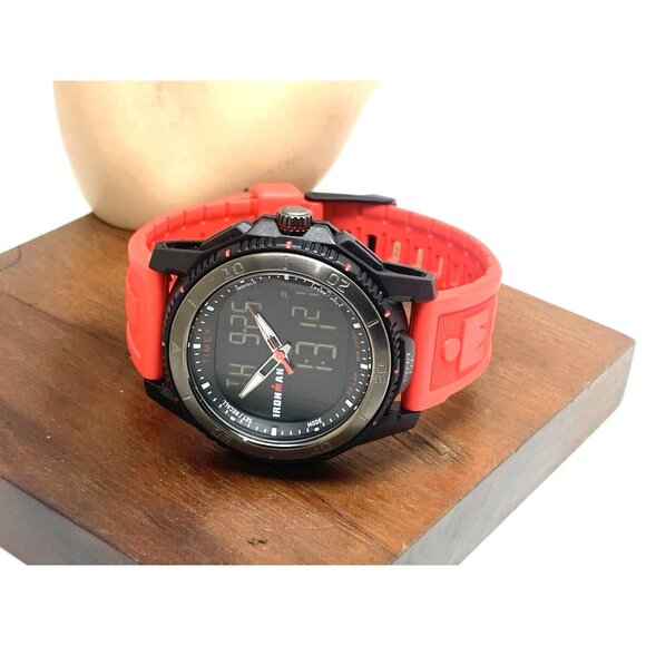 Timex Men's Watch TW5M55000 Ironman Quartz Sport Red Black Rubber Band 46mm - Picture 9 of 15